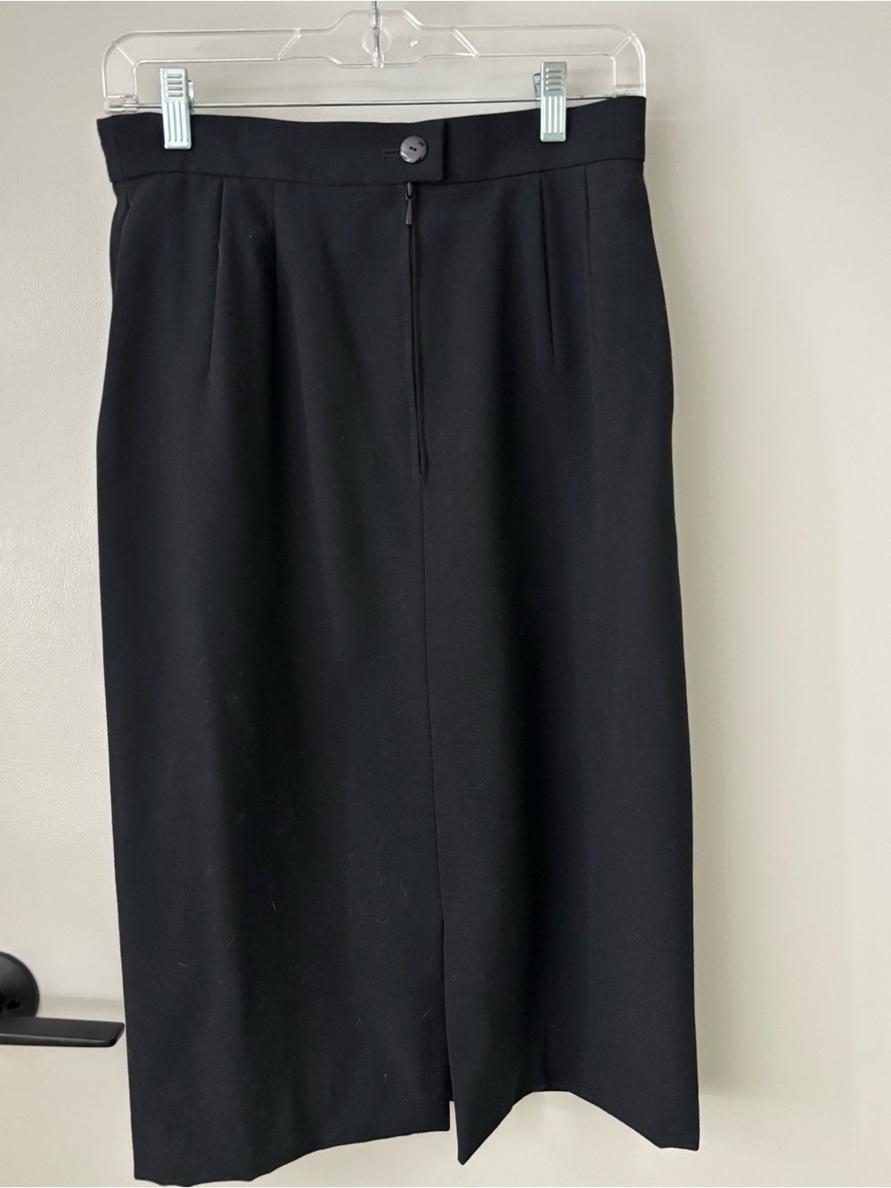 Vintage Louis Féraud Black Wool Blend Midi Skirt